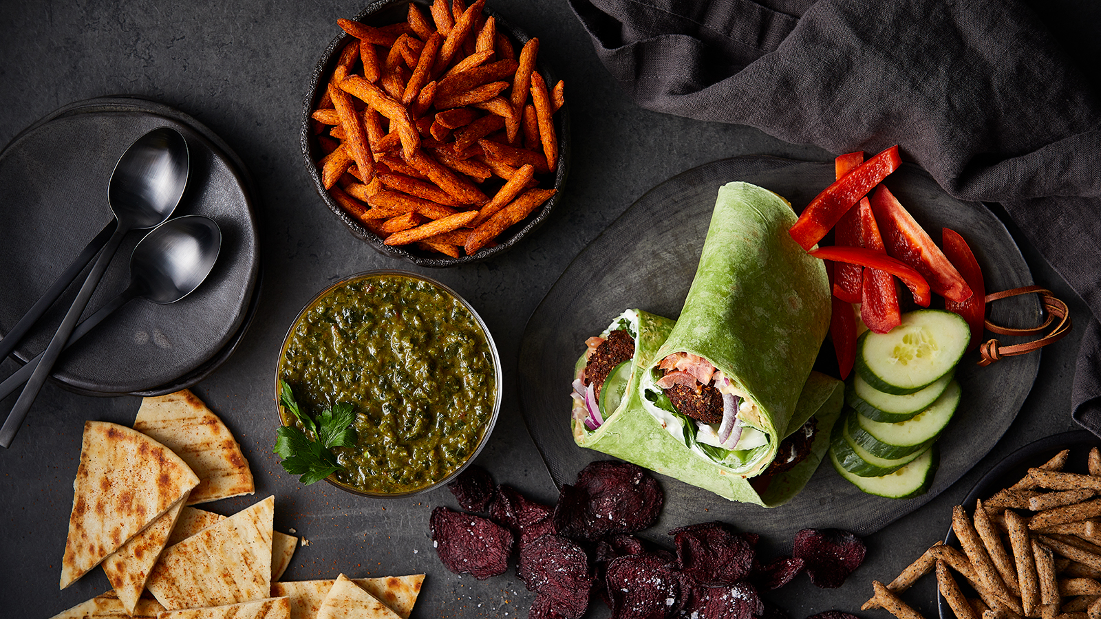 falafel wrap with veggies