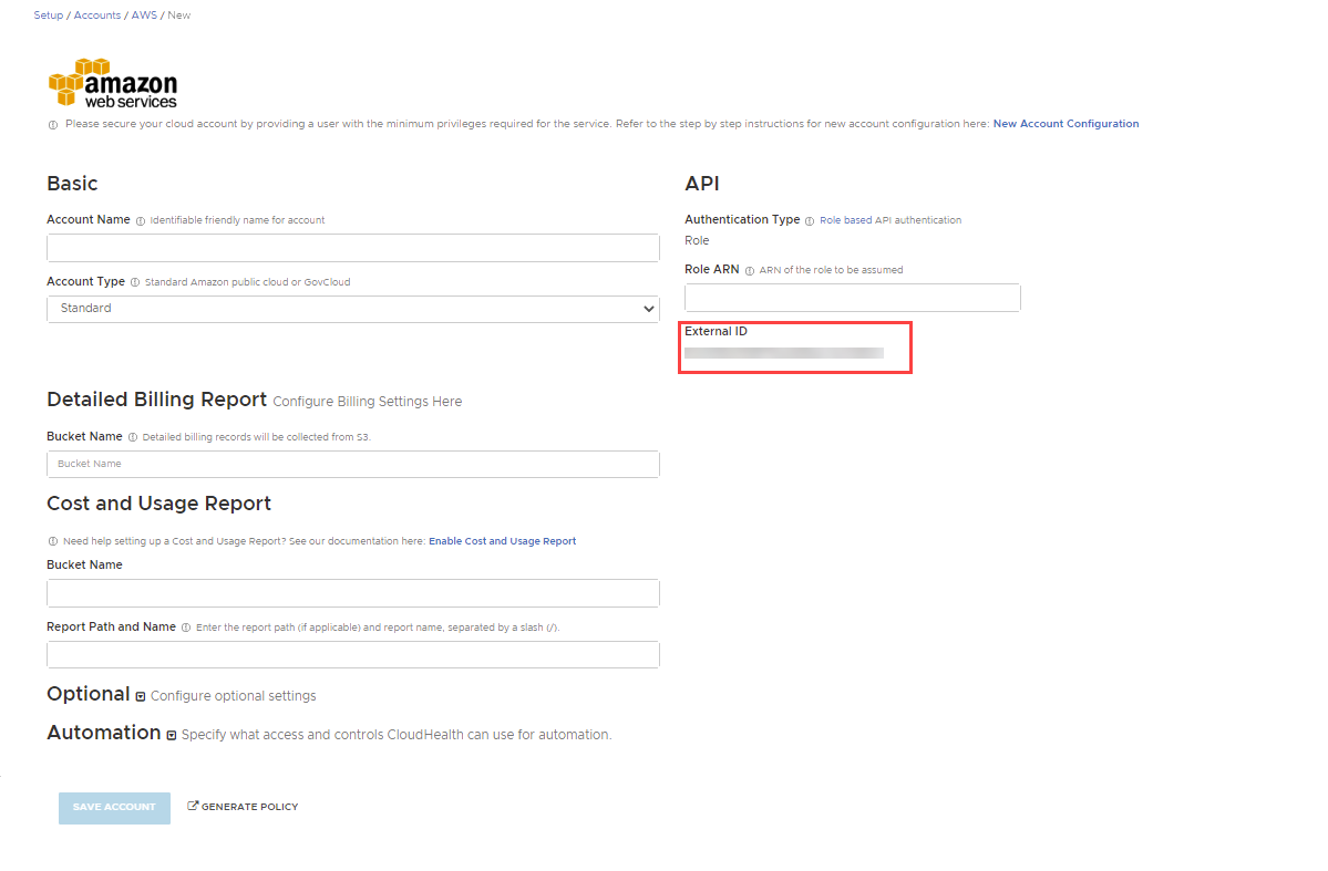 AWS Account Setup Form