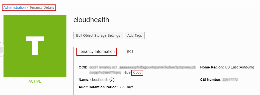 Tenancy Details page