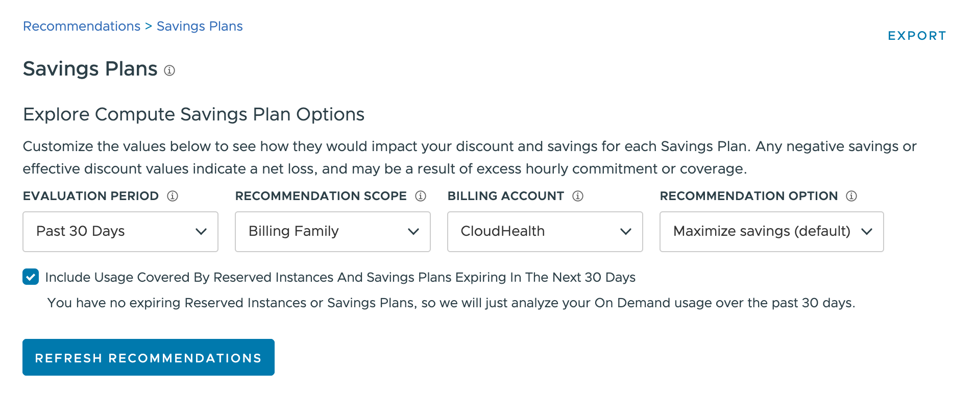 Savings Plans Billing Family Configuration