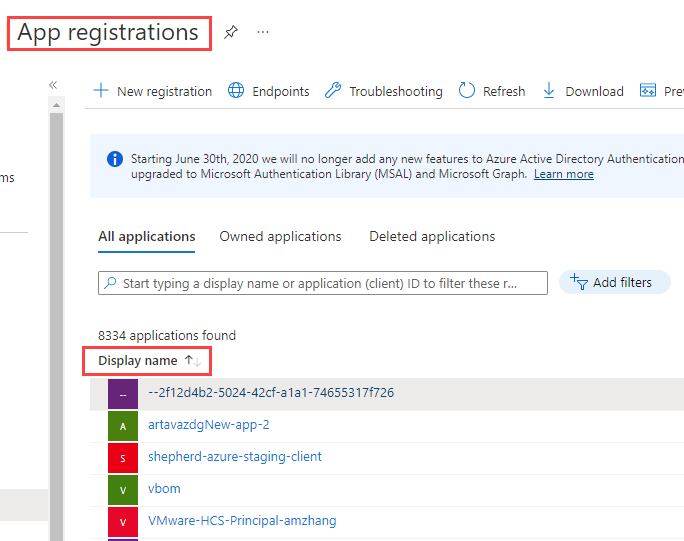 Azure application display name