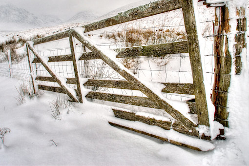 Fence covered in snow