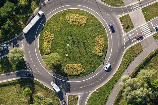 Aerial view of a roundabout