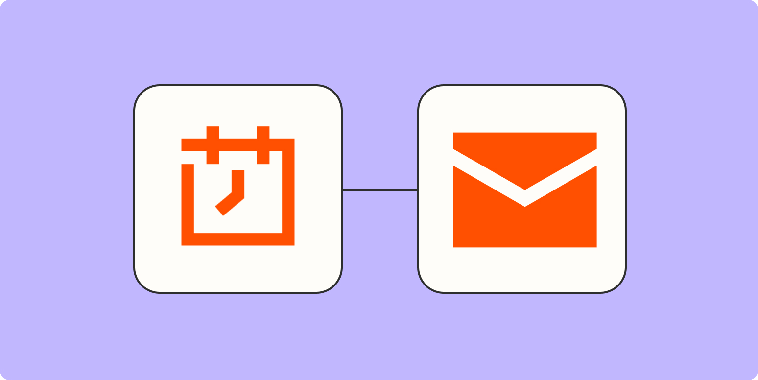 Icons representing an alarm clock and email in white squares on a light orange background.