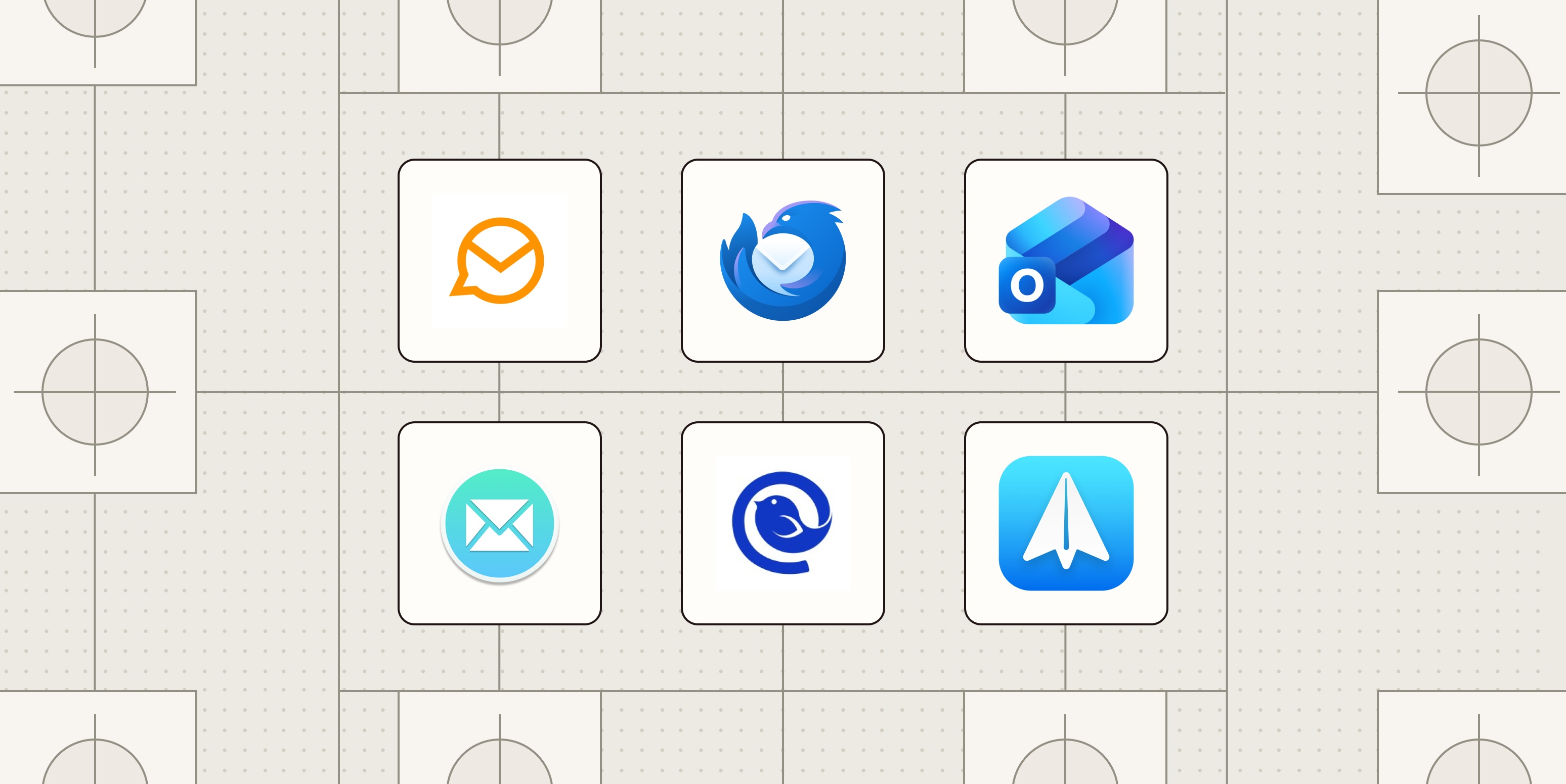 Hero image with the logos of the best email clients for Windows