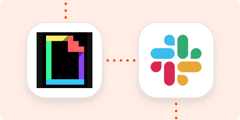 Hero image for a Zapier tutorial with the GIPHY and Slack logos connected by dots