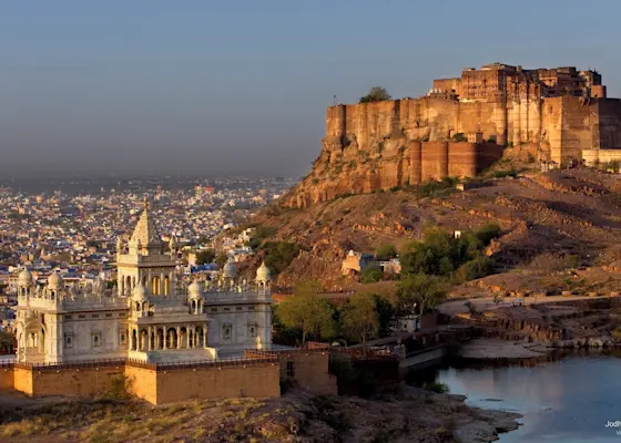 Jaswant Thada, the white marble memorial in Jodhpur - Book your TravelTaxi tour for a hassle-free visit.