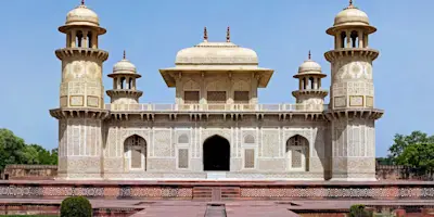 Unwind in Agra's serene landscapes with TravelTaxi - The tranquil Mehtab Bagh gardens.