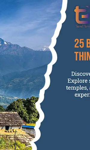 Panoramic view of Kathmandu valley with snow-capped Himalayas in the background, showcasing Nepal's diverse landscape