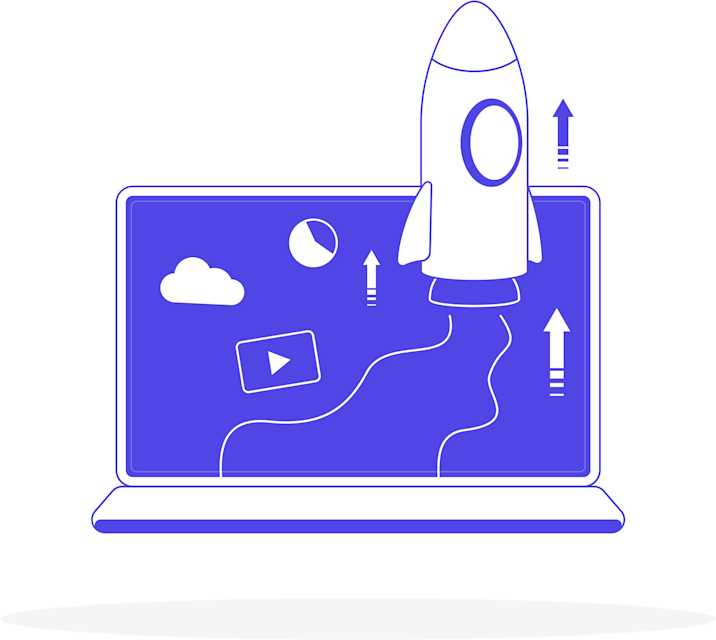 Rocket laptop illustration