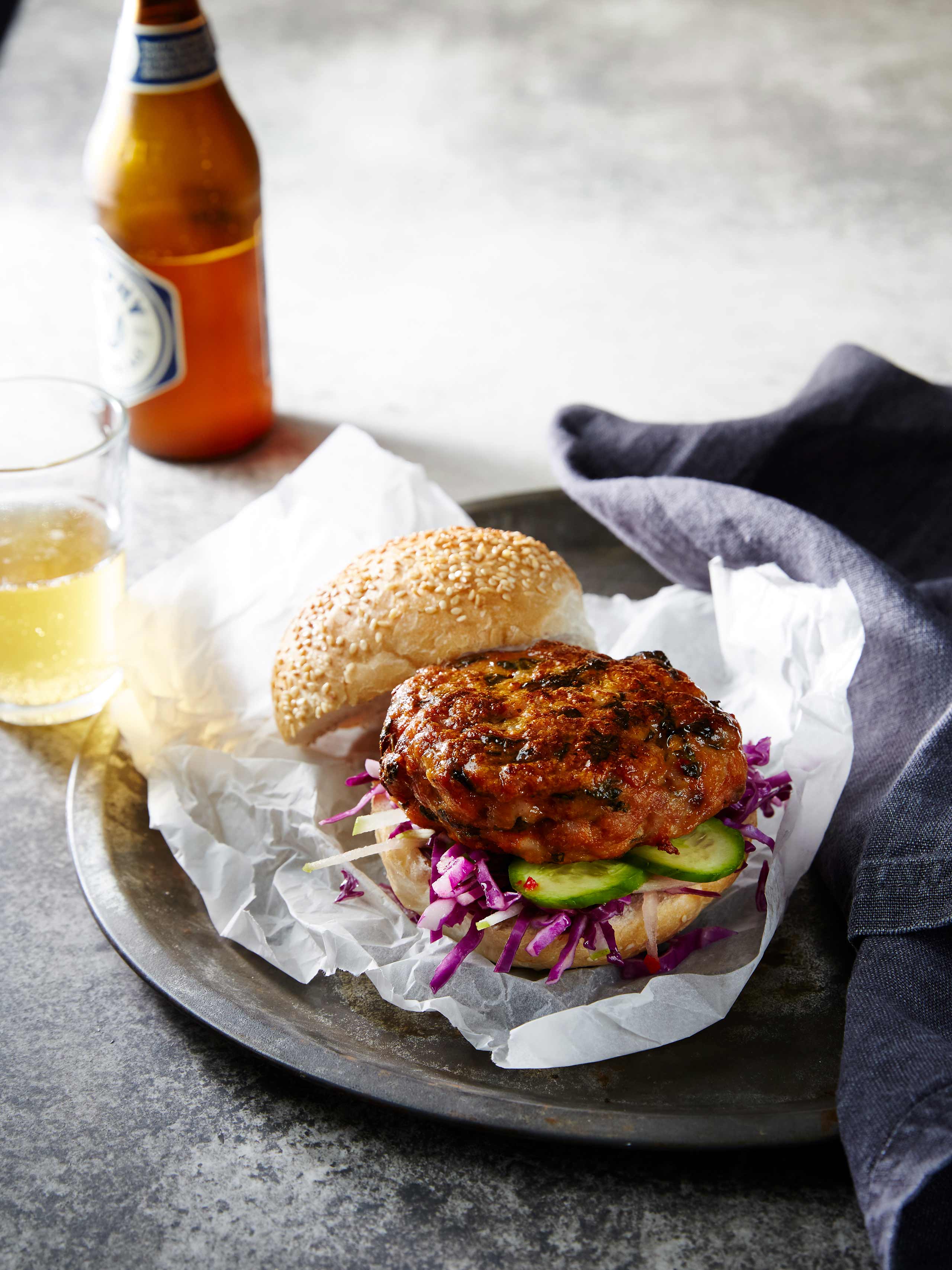 Thai Red Curry Chicken Burger—Grilled Thai Red Curry Chicken Burger—Grilled