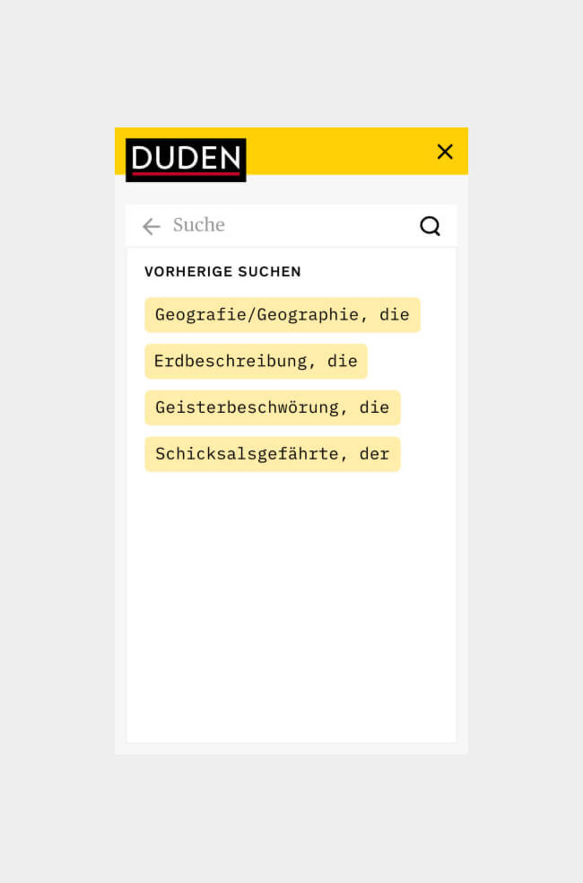 Visual of Duden Mobile Search - Step 2