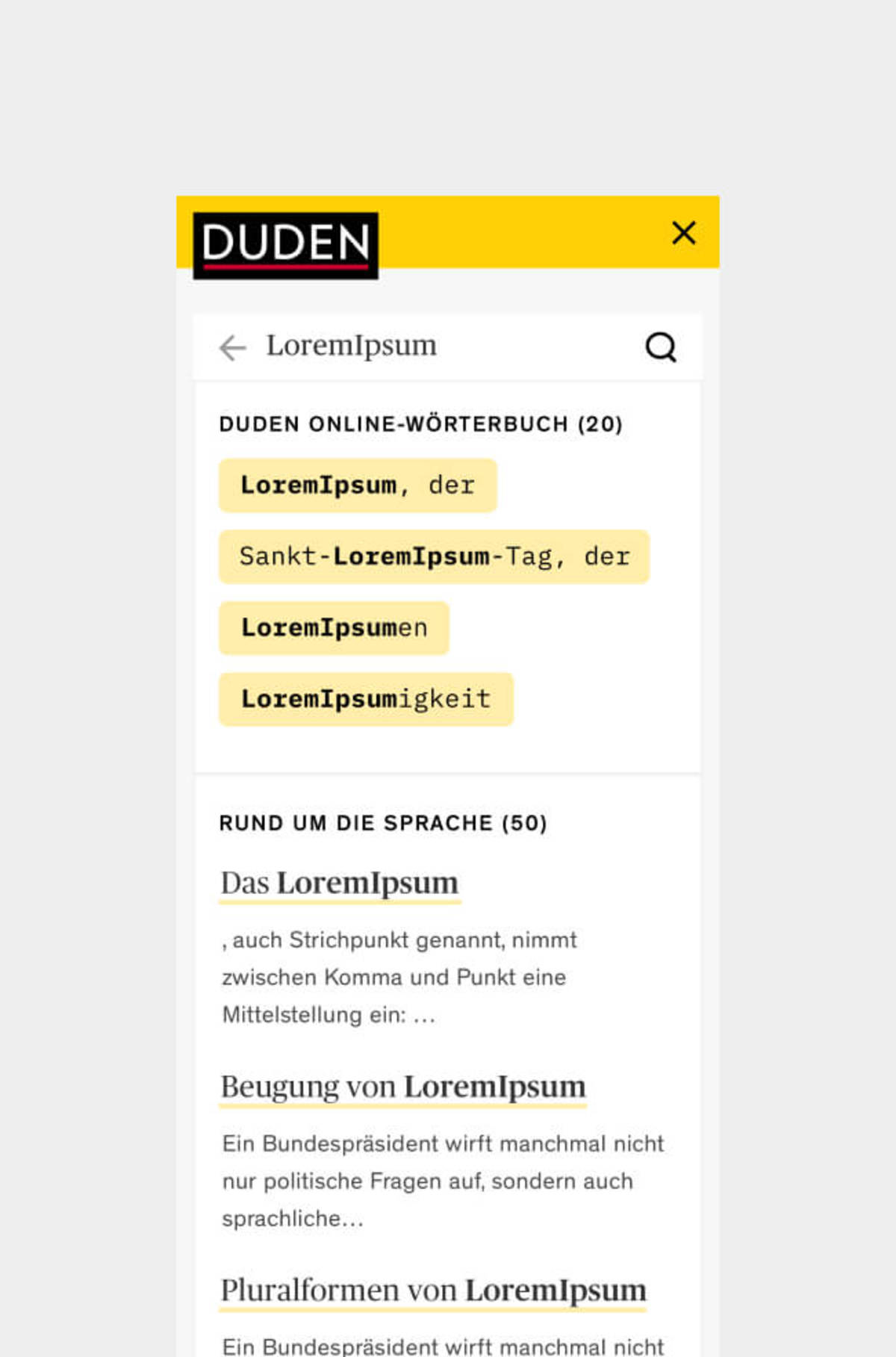 Visual of Duden Mobile Search - Step 3