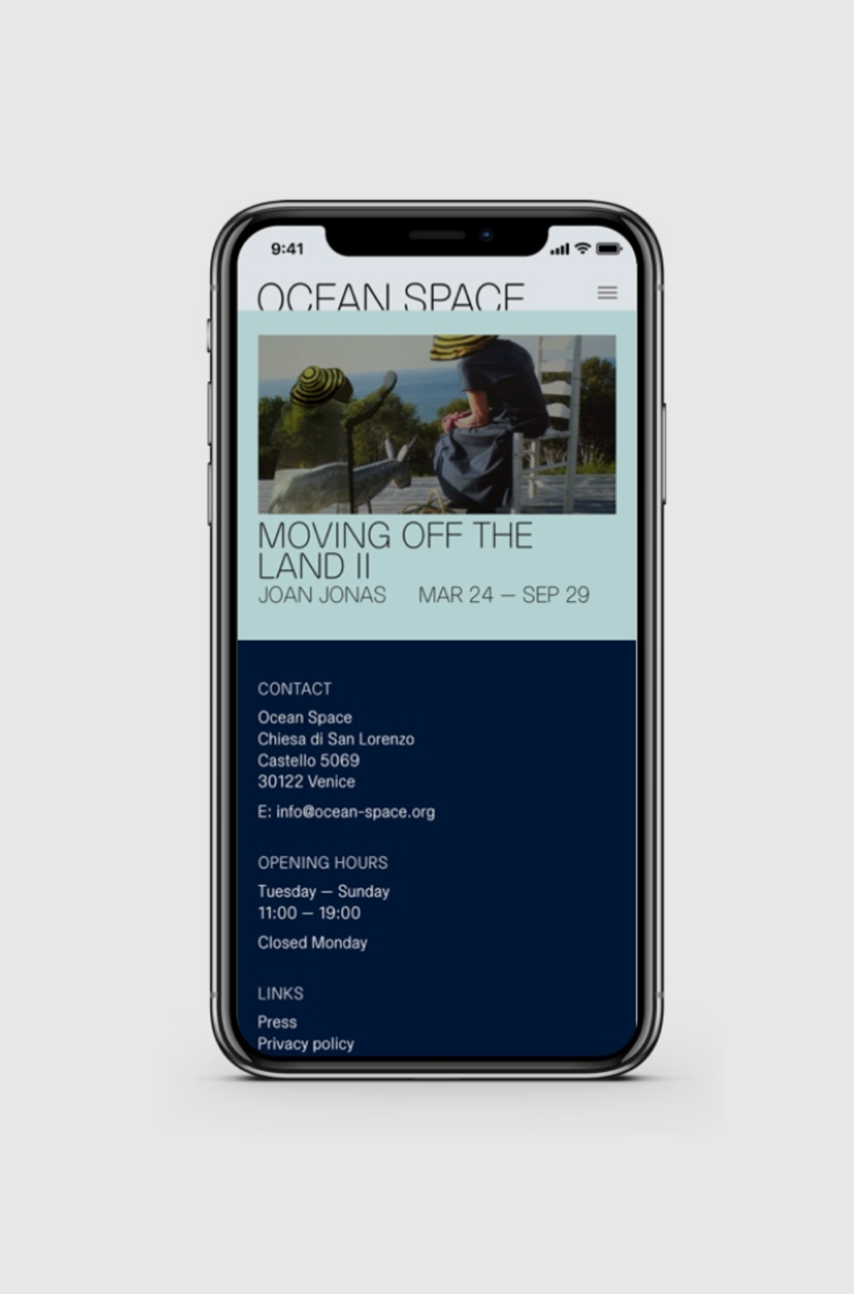 Mobile design of the exhibition page