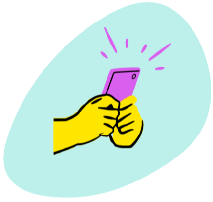 Illustration of hands texting on a mobile phone