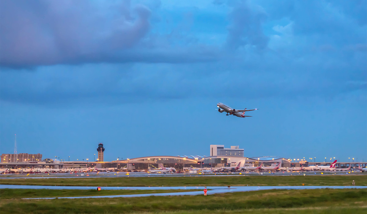 American takeoff sunrise
