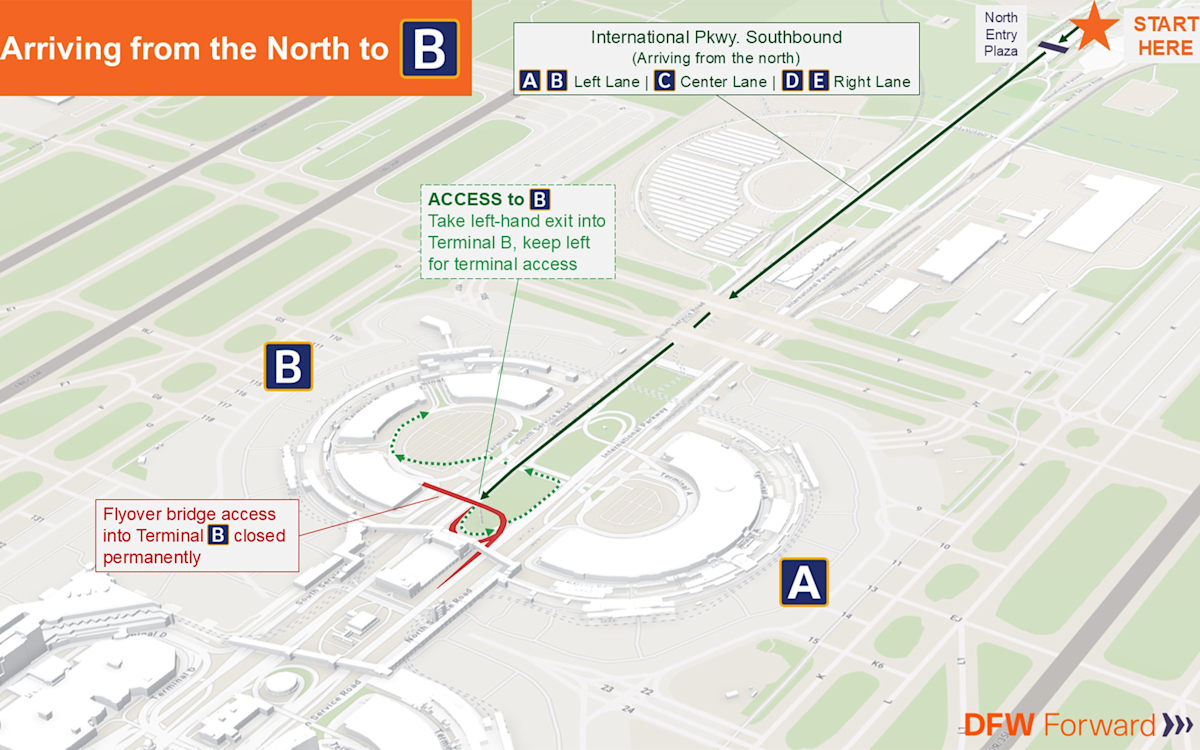 IP Detour Maps - Terminal B Bridge - North to B