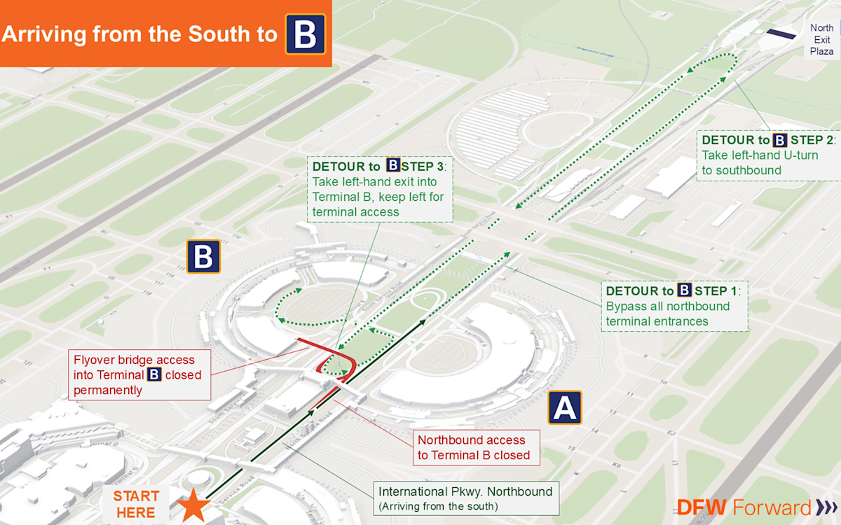 IP Detour Maps - Terminal B Bridge - South to B