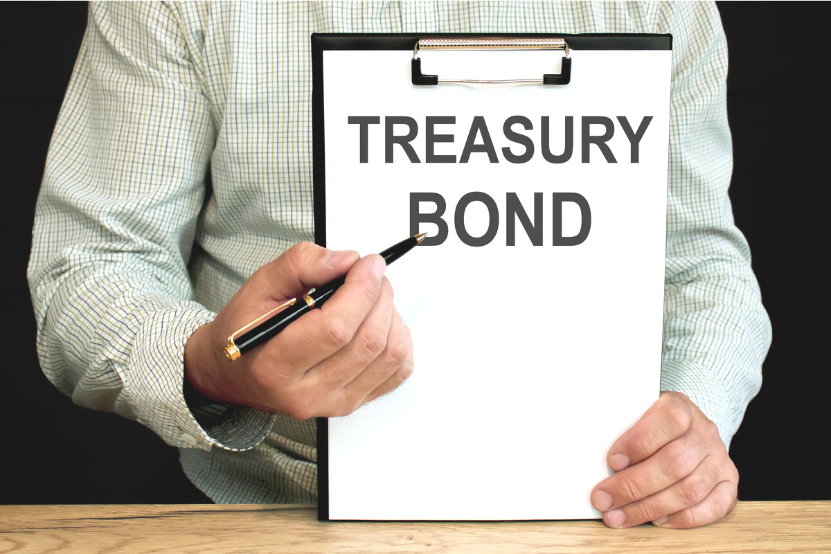 Treasury bonds word written on a piece of paper