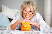 Conceptual portrait of happy senior female