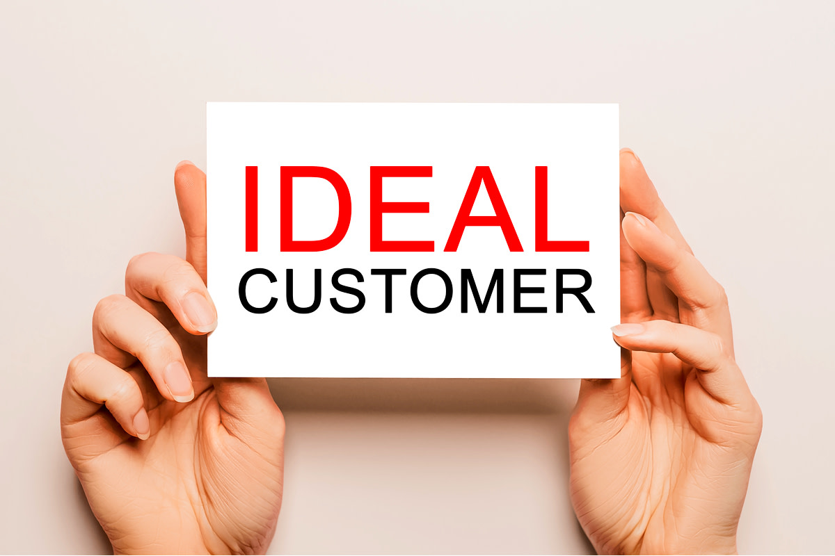 text IDEAL CUSTOMER on a yellow background