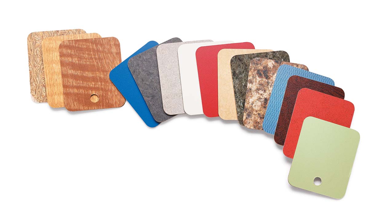 various types and colors of plastic laminate