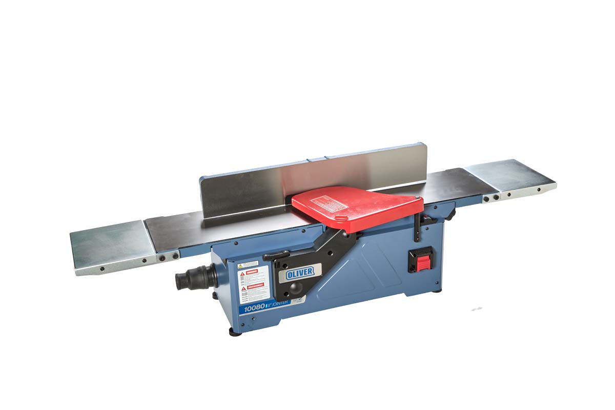 oliver benchtop jointer with cast iron fence and table with aluminium extension, vacuum port, outfeed height adjustment, wrench for cutter replacement