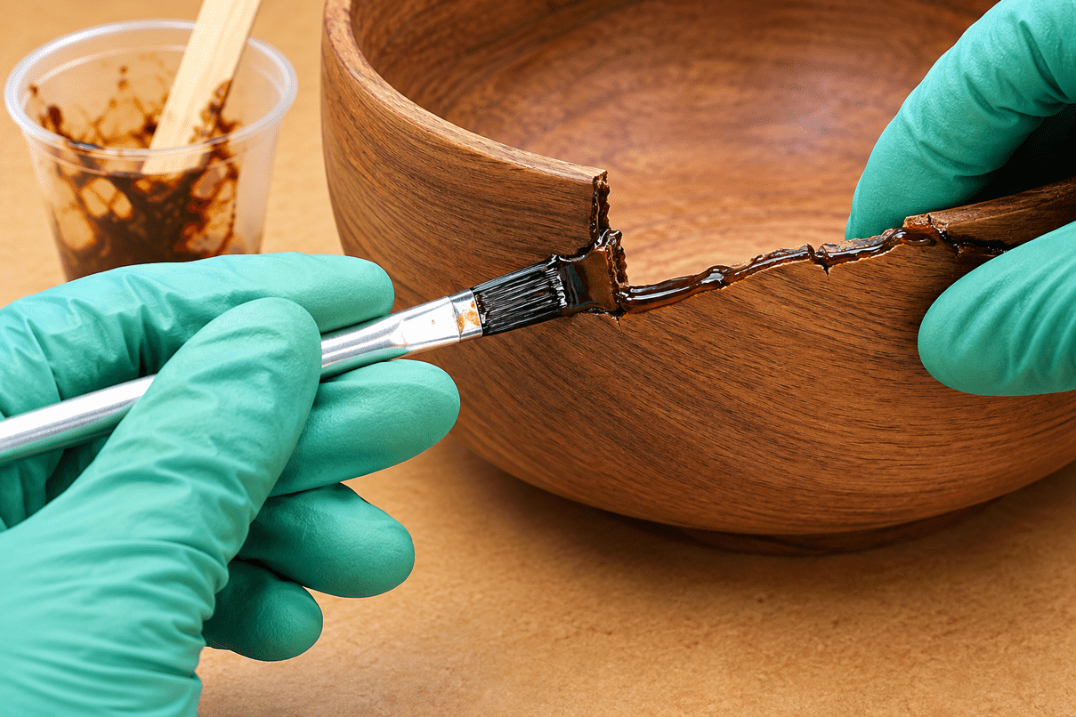 Repairing Cracked Wooden Bowl 2