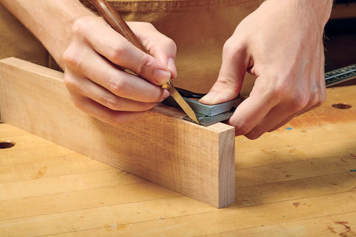 scribe kerfs with marking knife
