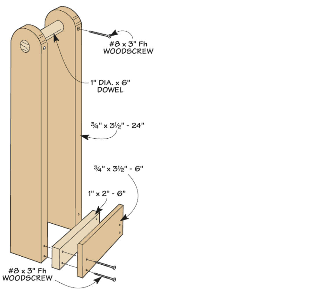diagram of diy wood tote for carrying plywood