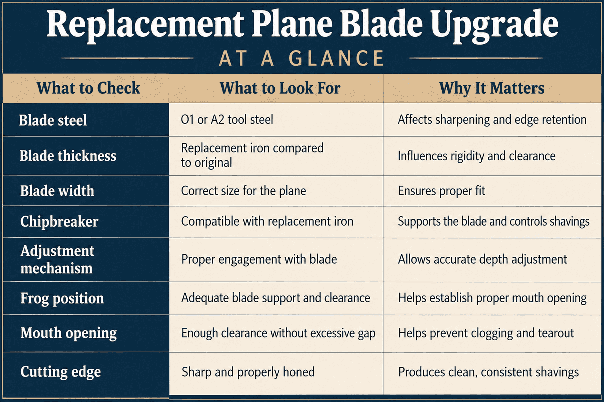 Replacement Plane Blade Upgrade Checklist