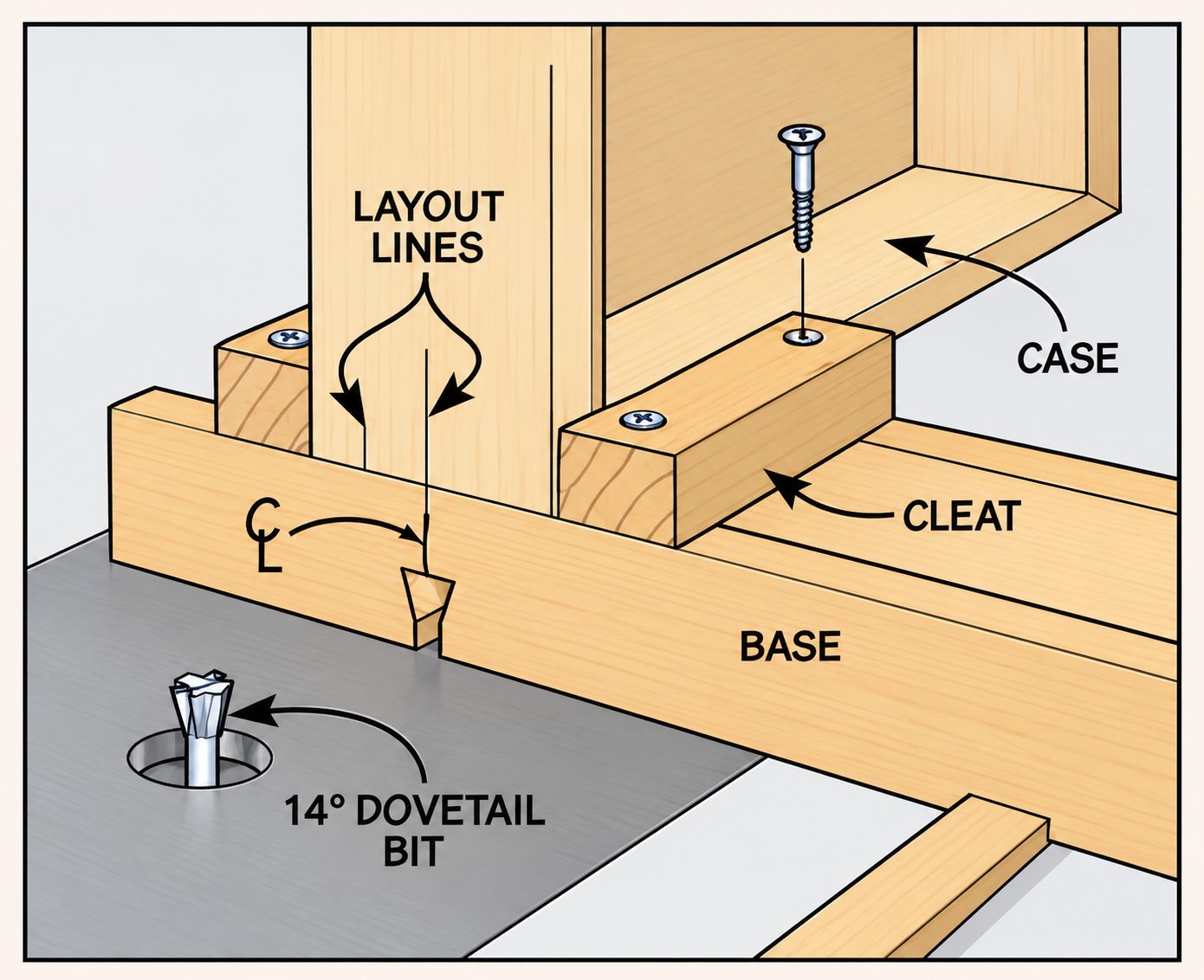 step 1 setup dovetail key jig