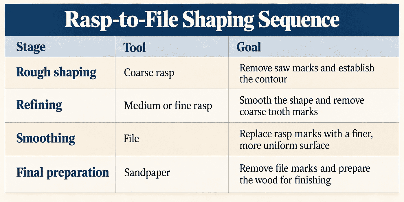 Rasp-to-File Shaping Sequence