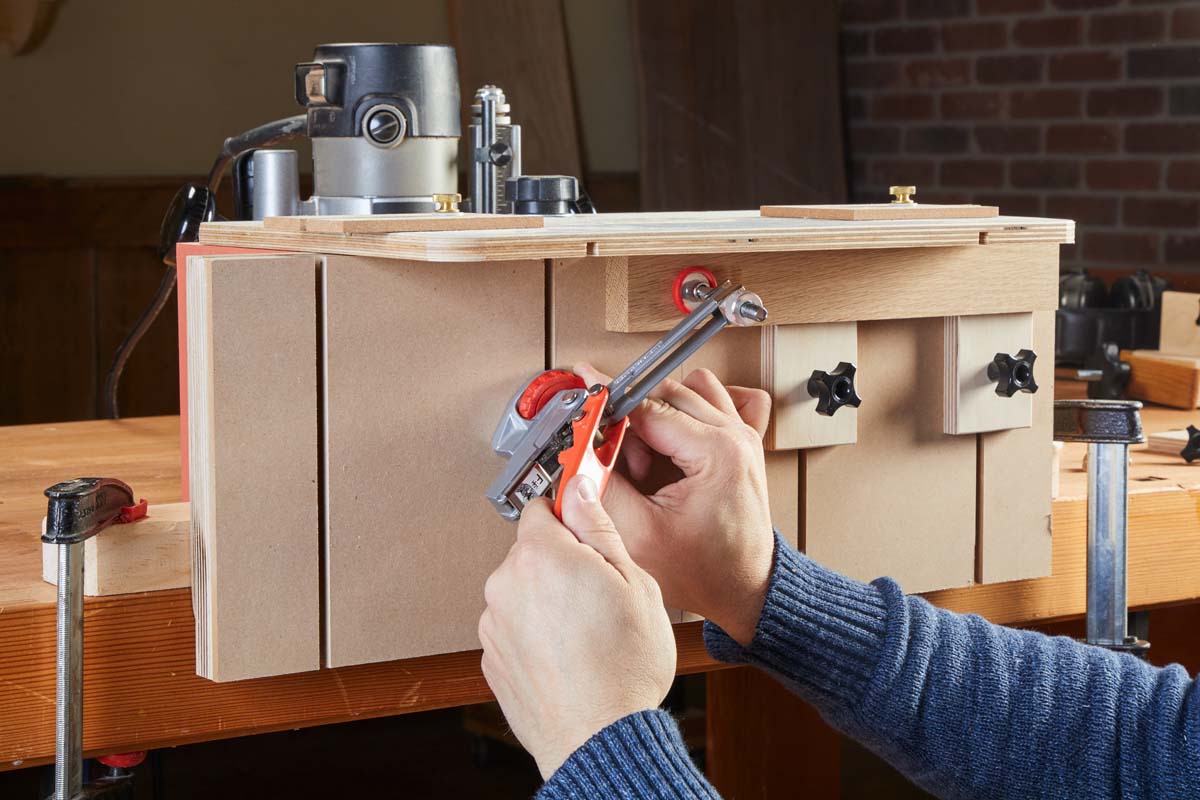 clamps and stops on mortising jig