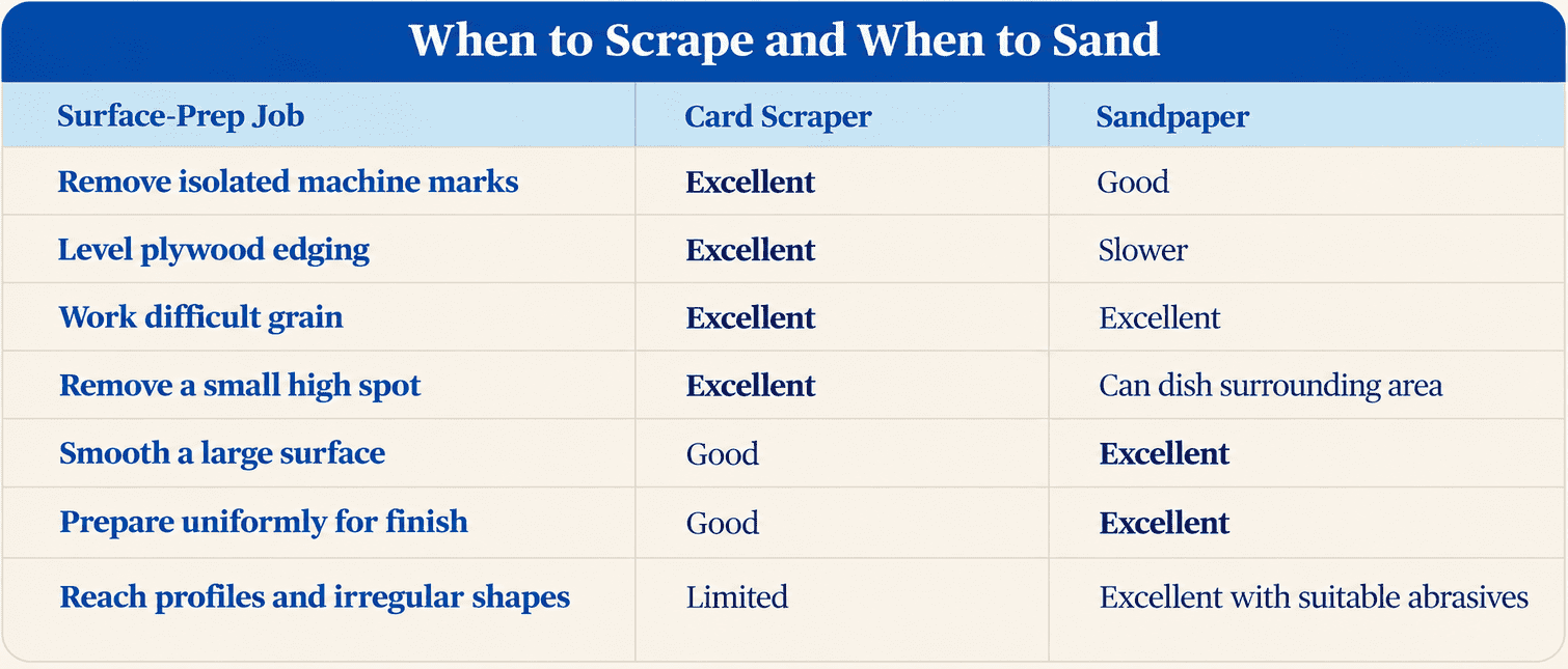 When to Scrape and When to Sand