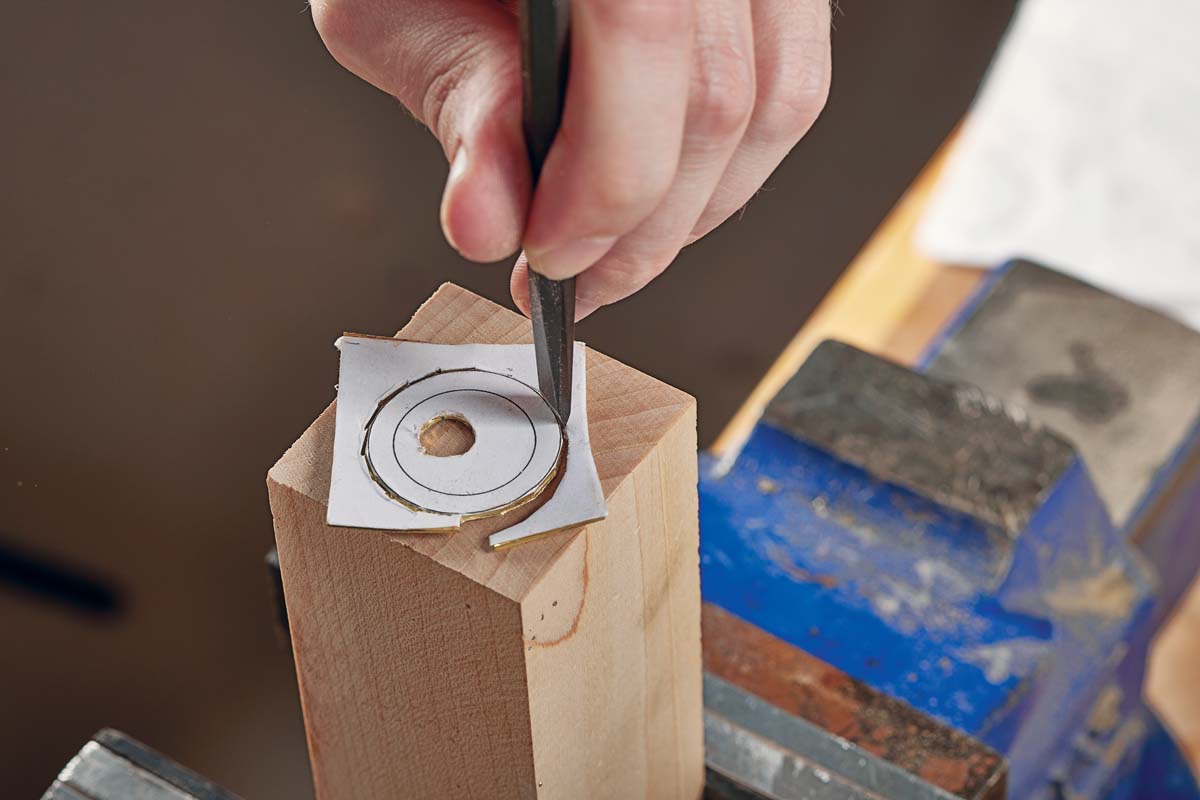 using chisel to cut metal on hardwood