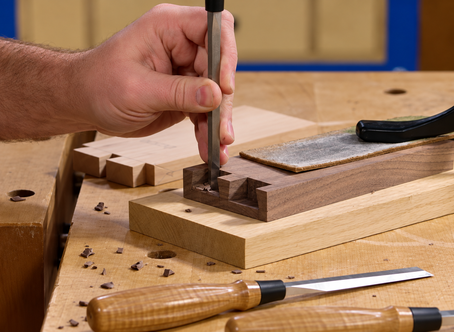 chiseling-socket-half-blind-dovetail