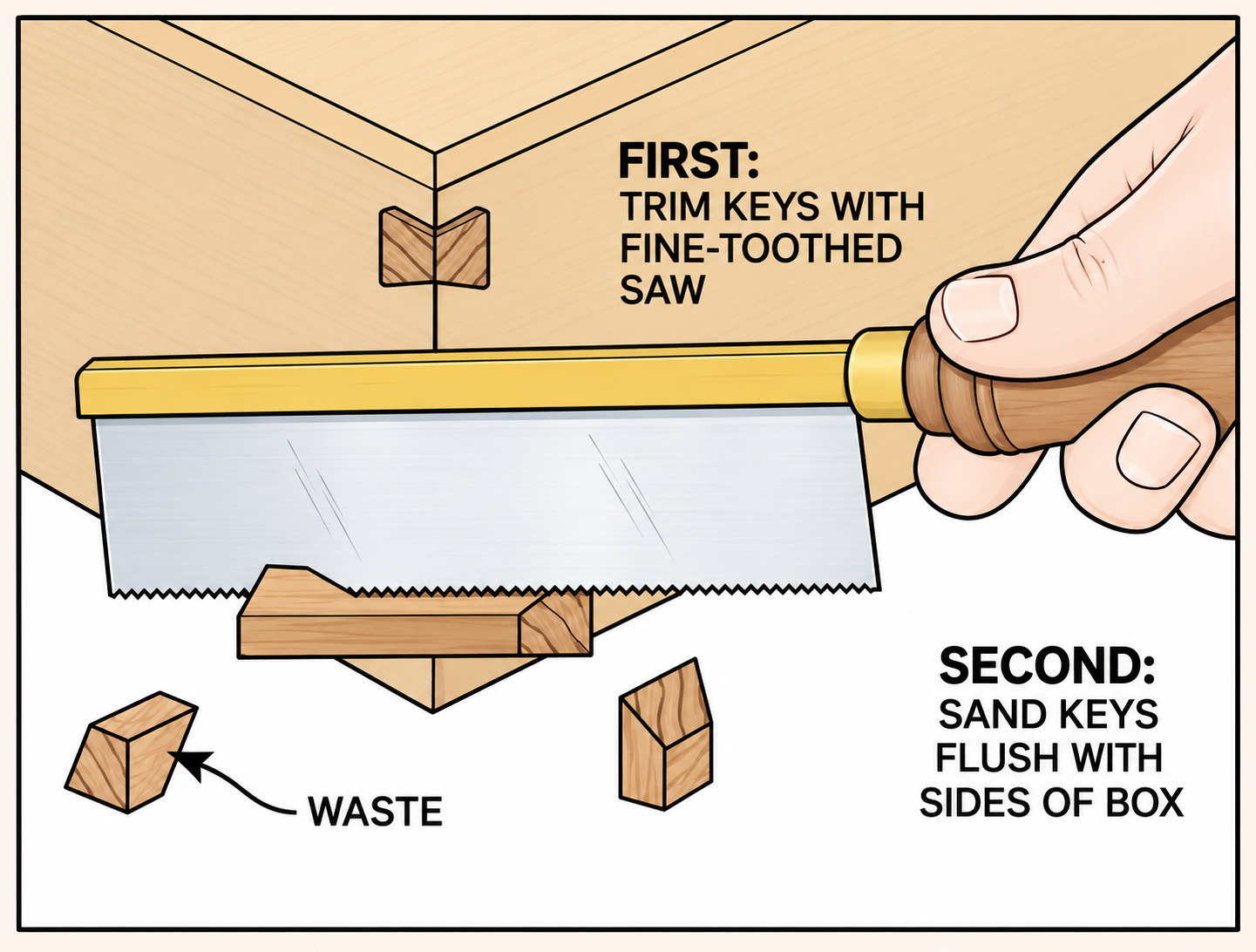 trimming dovetail keys flush