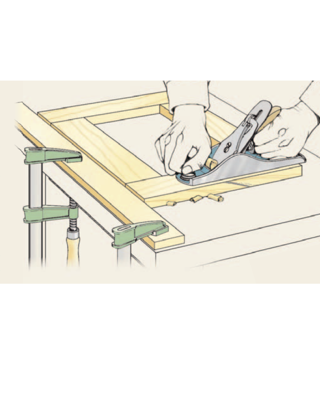 Illustration of hand plane going up and down