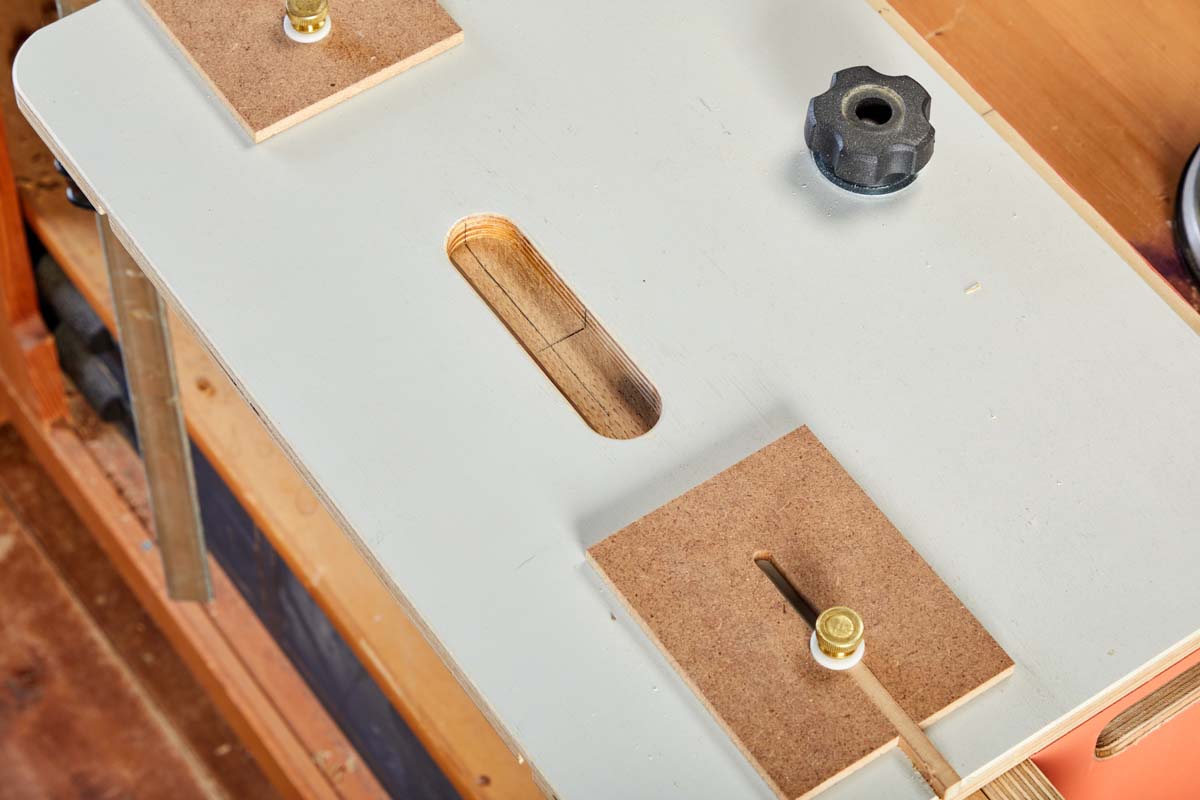 close up of the top of mortising jig centerlines