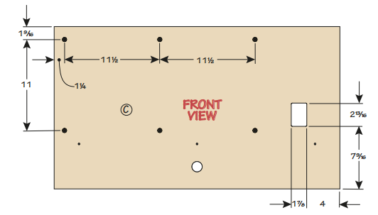 front view of wall mounted case