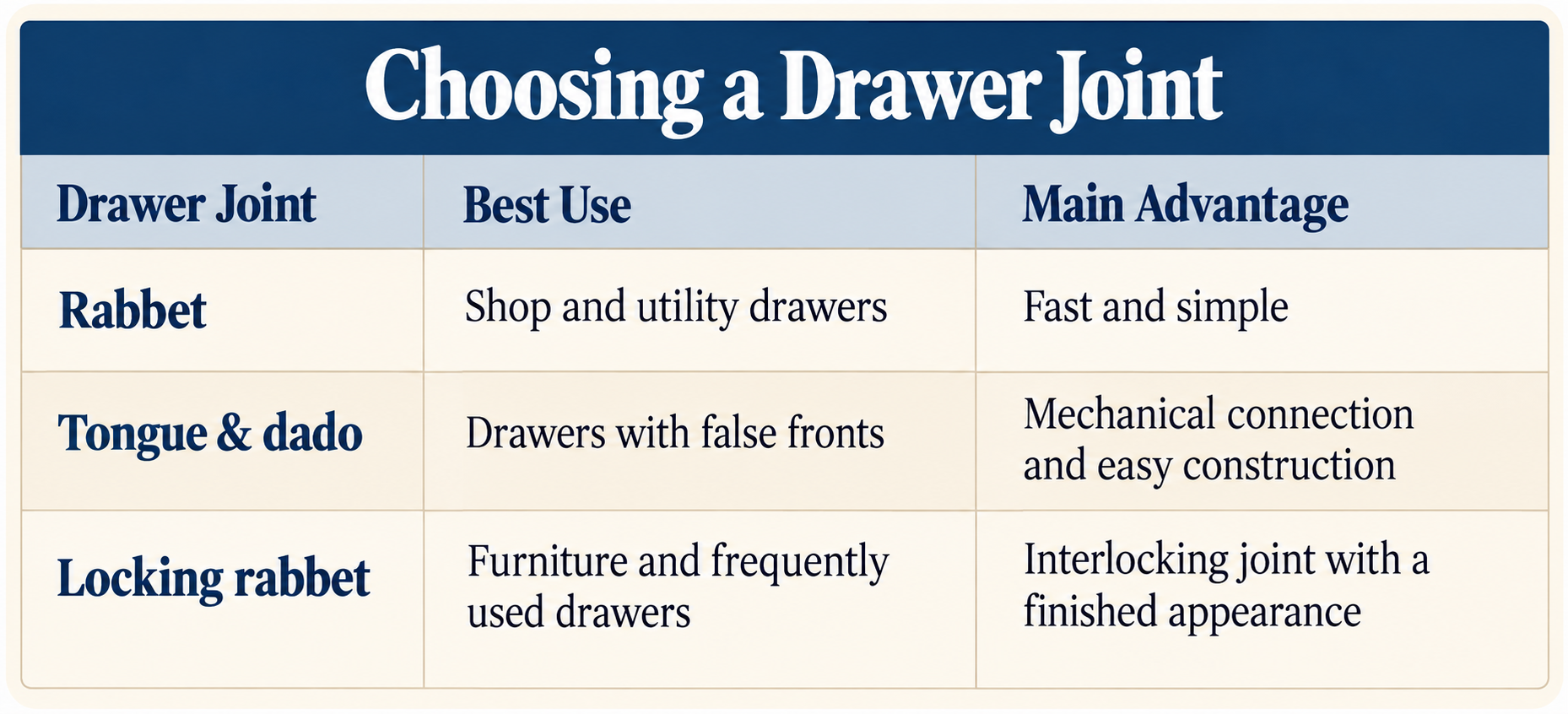 Choosing a Drawer Joint