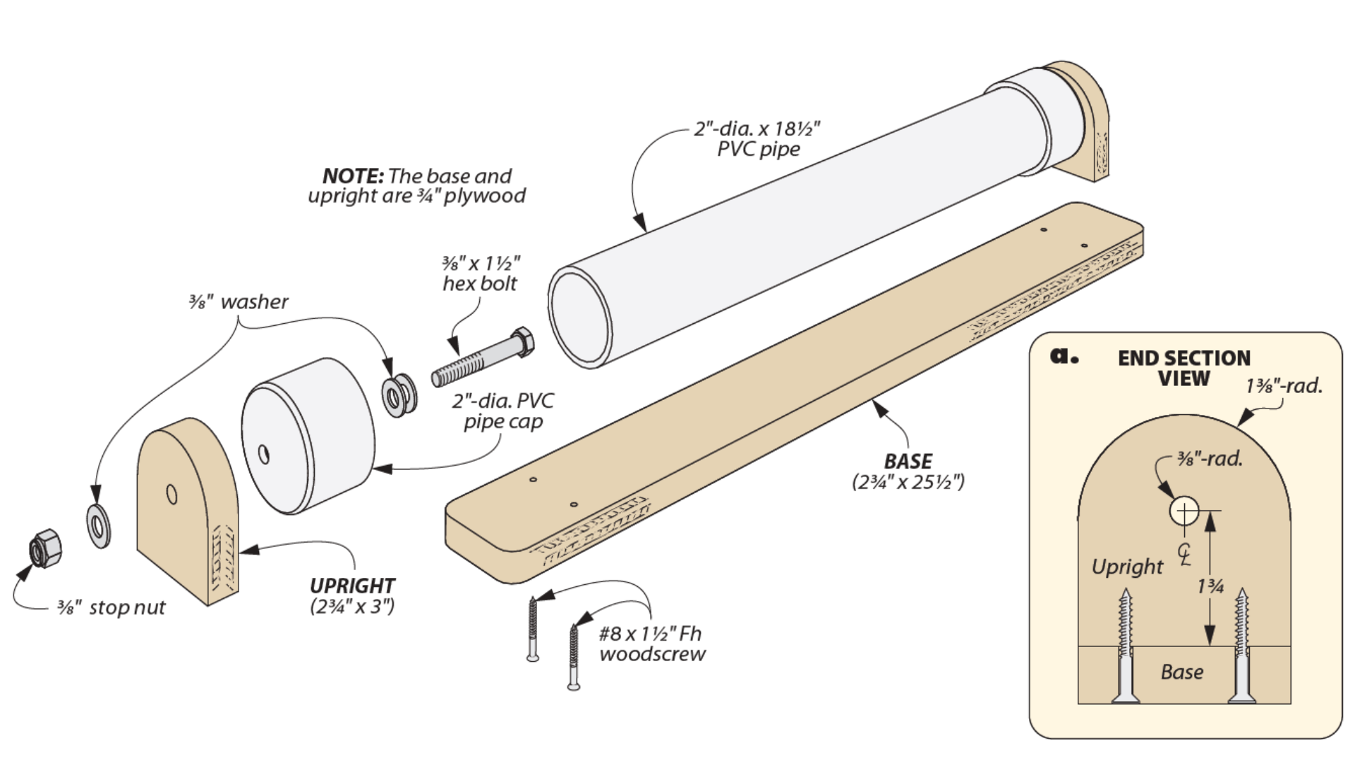 diagram of how to diy horse roller with pvc pipe