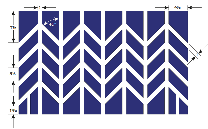 diagram of drop desk front pattern with measurments for painting