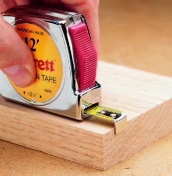 Starrett tape measure on wood block