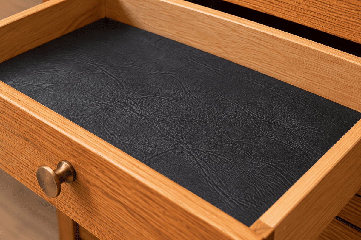 Oak Drawer with Black Leather Liner