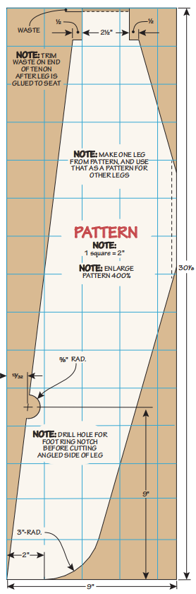 cut pattern for legs of wood stool