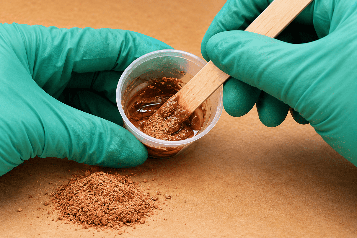 Mixing Sawdust Epoxy