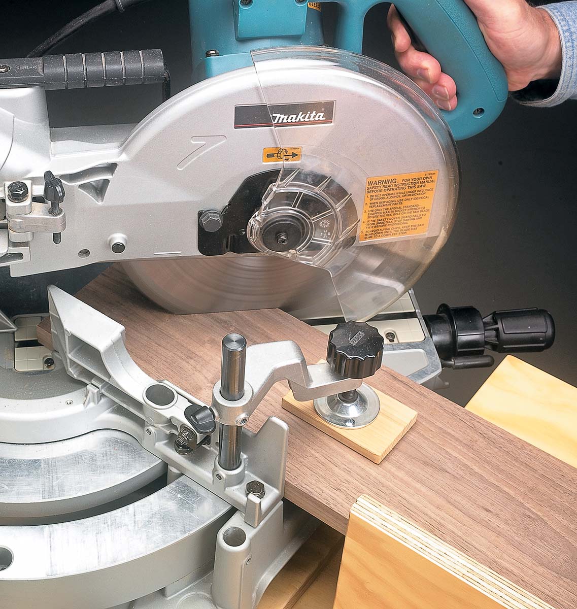 using hold-down for bevel cut