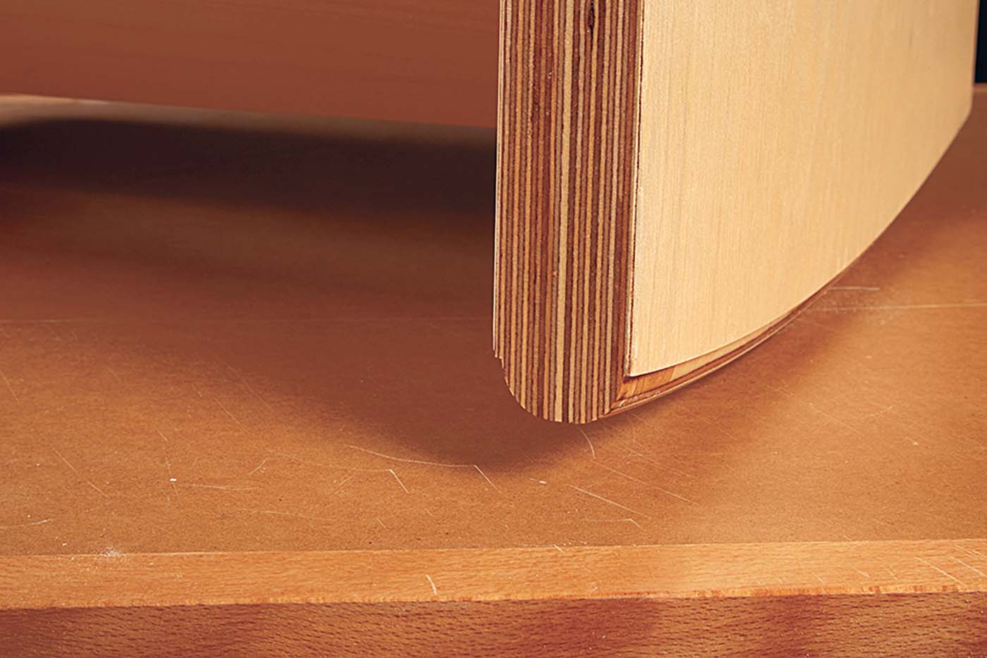 the rocking stool's edge has a bullnose profile